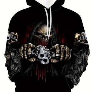 Mens Skull Graphic Hoodie Sz s